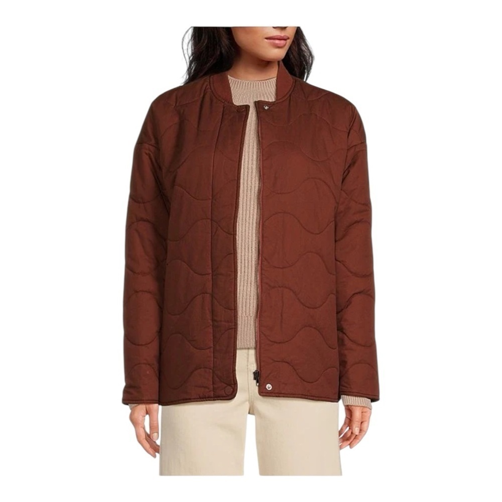 Every Quilted Crew Neck Long Sleeve Zipper Front Jacket NWT